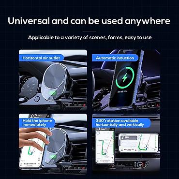 prius kredit: Avtomobil üçün maqnitli simsiz şarjlı telefon tutacağı - Universal — 1
