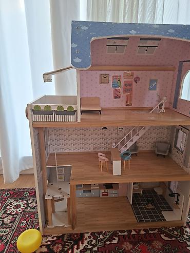 oyuncag at: Taxta kukla evi – 3 mərtəbəli, geniş planlı - Material: ağac - — 1