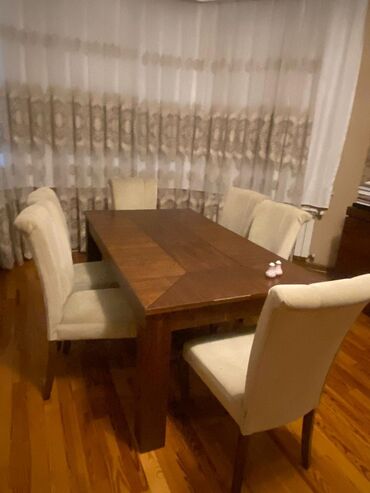 kleksan 0.4 qiymeti: Stol, 8 stul 400 AZN satılır Casa Belladan ailinib koç səbəbindən