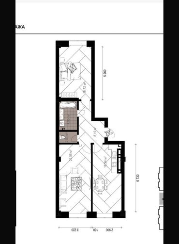 калыс ордо какой район: 2 комнаты, 71 м², Элитка, 7 этаж, ПСО (под самоотделку)