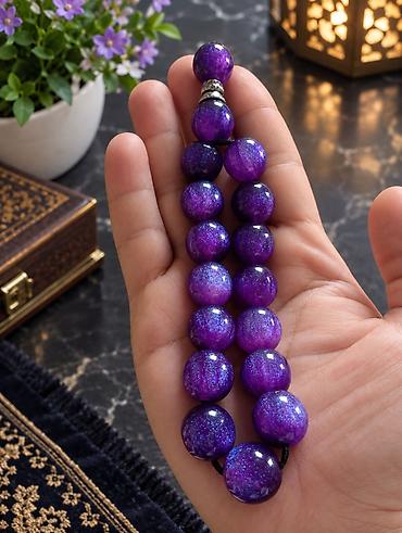 dini hədiyyələr: Bənövşəyi daş muncuqlu təsbeh/aksesuar - Material: parlaq, kristal — 1
