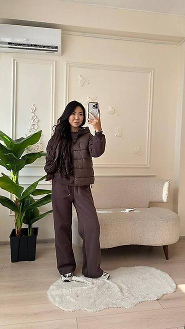 oversize: Стильный женский комплект тройка✨: утеплённый стёганый жилет с — 1