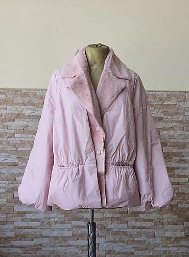 pencek qadin: Şirin pudra-çəhrayı qadın qış gödəkçəsi - Model: qısa, oversize kəsim — 1