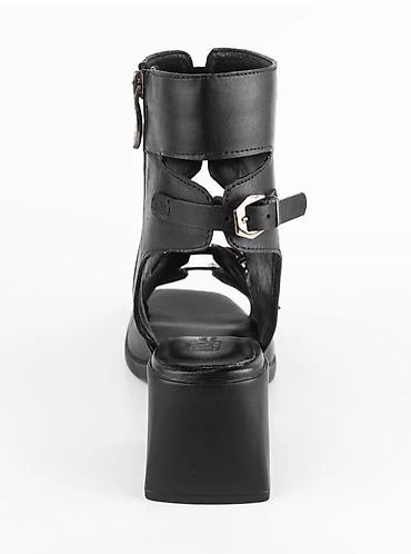 Босоножки, сандалии, шлепанцы: Женские Босоножки-Гладиаторы MAXI на каблуке, чёрные, натуральная — 13