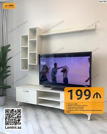 podstavka: TV altlığı və divar rəf dəsti • Model kodu: 1404 • Ölçülər (TV — 1