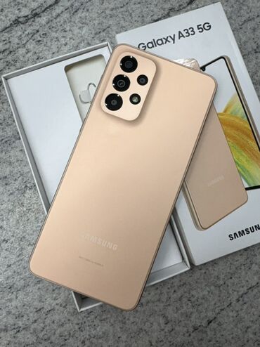 купить золото в рассрочку без банка: Samsung Galaxy A33 5G, Колдонулган, 128 ГБ, түсү - Ток сары, 2 SIM