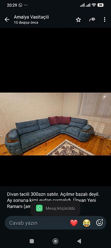 Divan təcili 300azn satılır. Açılmır bazalı deyil. Ay sonuna kimi