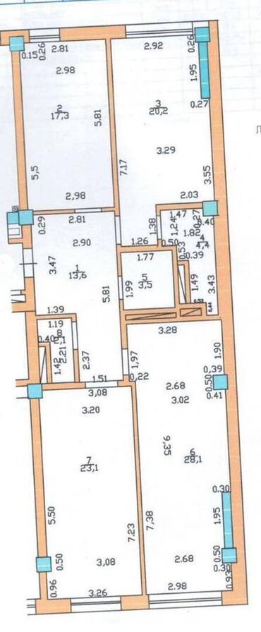 продажа трёхкомнатной квартиры: 3 комнаты, 120 м², Элитка, 7 этаж, ПСО (под самоотделку)
