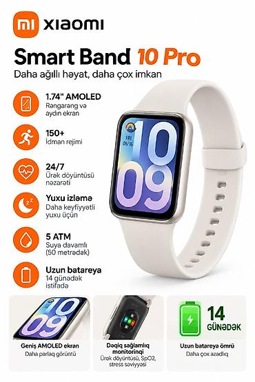 Xiaomi Smart Band 10 Pro - 1.74" AMOLED geniş rəng gamutlu, parlaq və