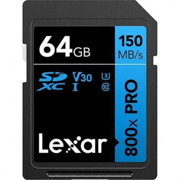 əl kamerası: Lexar SDXC 64GB 800x. Lexar High-performance yaddaş kartları, SDXC