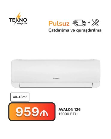 Kondisioner 40-45 kv. m, Split sistem, Kredit yoxdur, Pulsuz quraşdırılma