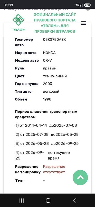 бив j 05: Honda CR-V: 2003 г., 2 л, Автомат, Бензин, Кроссовер — 7