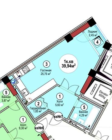 Продажа квартир: Студия, 40 м², 6 мкр Элитка, 3 этаж, ПСО (под самоотделку) — 2