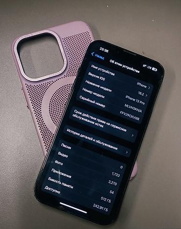 IPhone 13 Pro, Б/у, 512 ГБ, Черный, Защитное стекло, Чехол, 76 %