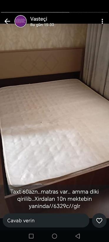 taxt ucun matras: Taxt + matras - Ölçü: ikinəfərlik (şəkildəki model) - Başlıqlı taxta — 1