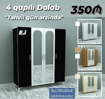 Dolablar: *4 Qapılı Dolab 350 AZN 💥* *""Endirim Məhdud sayda""* ✔️Rəng seçimi — 3