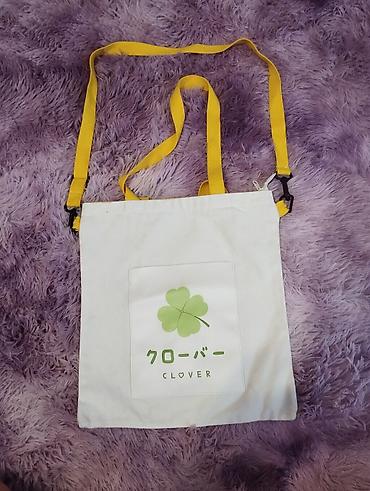 Kətan parça çiyin çantası – “Clover” dizaynı - Material: qalın