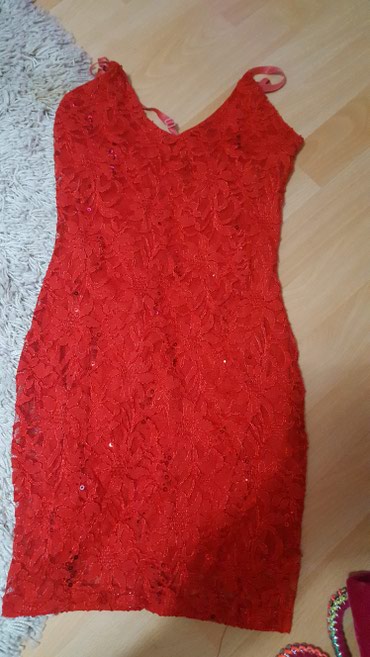 šantung svila haljine: S (EU 36), bоја - Crvena, Večernji, maturski, Na bretele