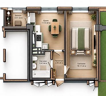 кут строй цены на квартиры бишкек олокон: 1 комната, 36 м², Асанбай мкр Элитка, 3 этаж, ПСО (под самоотделку) — 2