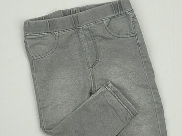 spodnie jeansy szare: Spodnie jeansowe, H&M, 9-12 m, stan - Dobry
