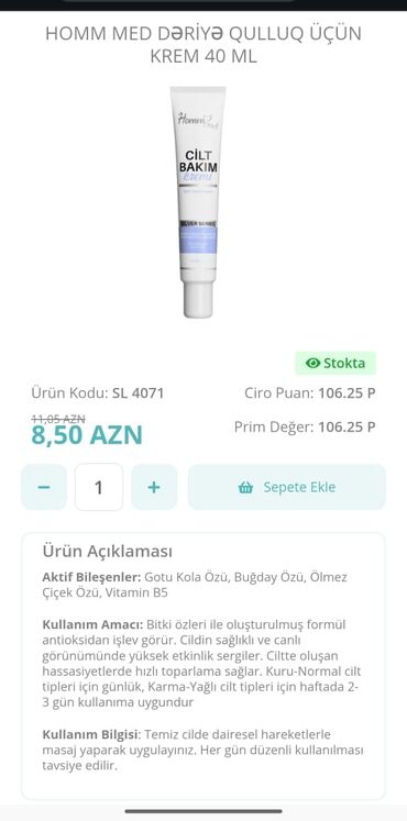 Vitaminlər və BAƏ: Üz kremi, Normal dəri üçün, Yeni, Pulsuz çatdırılma
