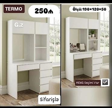 makiaj stolu: TERMO materialdan iş/vi̇traj masası Ölçü: 190 × 120 × 50 sm Qiymət — 1