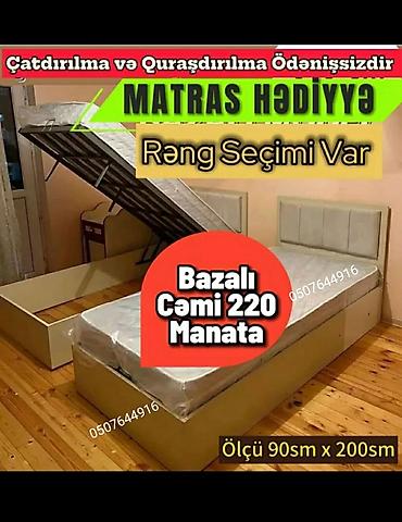 termo mebel: Yeni, Təknəfərlik çarpayı, Bazalı, Matras ilə, Siyirməsiz, Rusiya — 7