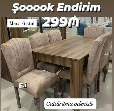 stul örtüyü: Qonaq otağı üçün, Yeni, Açılmayan, Dördbucaq masa, 6 stul — 1