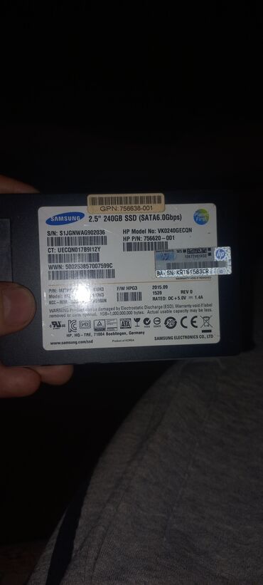 SSD diskləri: Daxili SSD disk Samsung, 240 GB, mSATA, İşlənmiş