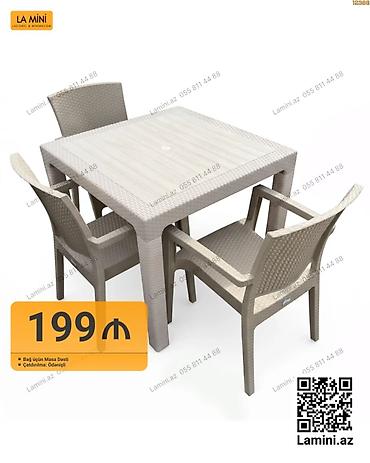 Bağ üçün masa dəsti – LA MINI - Dəst: 1 ədəd kvadrat masa + 4 ədəd lalafo.az -da Bağ üçün masa dəsti – LA MINI - Dəst: 1 ədəd kvadrat masa + 4 ədəd
