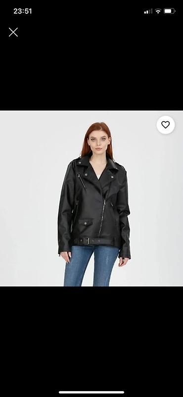 godekce turkce: Qara biker üslubunda qadın gödəkçəsi - Rəng: qara - Material — 1