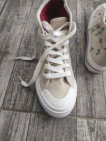 isabac shoes: Visoke platnene patike sa trešnjama – bež/krema baza sa belim đonom i — 5