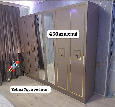 qarderob mebeli: Yeni, 6 qapı, Güzgülü, Bej, Açılan, Düz dolab — 1