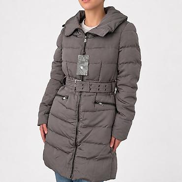 Личные вещи: Zara | Женское стёганое пальто-пуховик, серо‑графитовый цвет. - Длина — 1