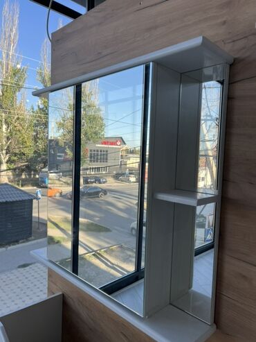 шкафчик с открытыми полками: Шкаф для ванной, С зеркалом, ЛДСП