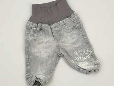 spodnie szare jeansy: Spodnie jeansowe, H&M, 0-3 m, stan - Dobry
