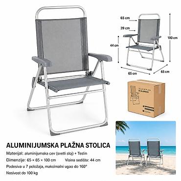 KMT Aluminijumska stolica siva 295757 Praktična sklopiva stolica za