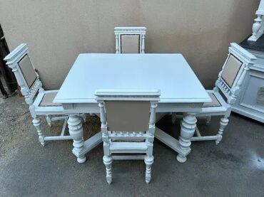 Stilske garniture: Stari stilski trpezarijski sto i 4 stolice ALT DEUTSCH 🕰️ Komplet — 3