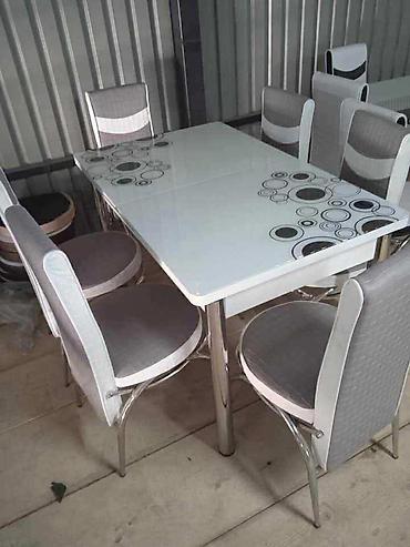 Setovi stolova i stolica: Trpezarijski set – sto sa staklenom pločom i 6 stolica - Dizajn — 7
