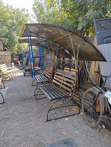 Скамейки: Скамейка Металл, Со спинкой, С крышей — 25