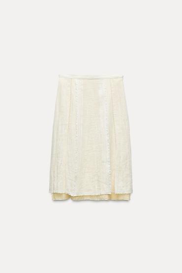 vodeni celulit: Zara lan suknja. Vel m. Po 40, duzina 72. Midi. 94% lan, 6% polyamide — 4