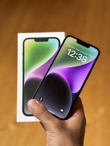rəsmi 14 c: IPhone 14, 128 GB, Midnight, Zəmanət, Simsiz şarj, Face ID