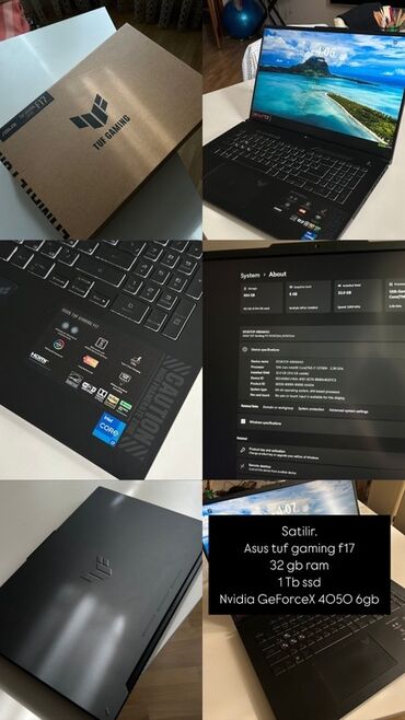 Modemlər və şəbəkə avadanlıqları: ASUS TUF Gaming, 17 ", Intel Core i7, 1 TB