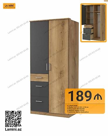 Mebel: İki qapılı dolab - Ölçülər: Dərinlik 47 sm, Hündürlük 200 sm, En 90 — 1