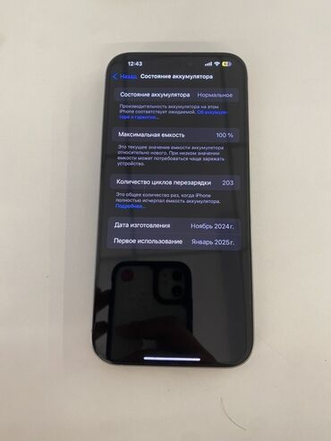 мак х: IPhone 16 Pro Max, Колдонулган, 256 ГБ, White Titanium, Коргоочу айнек, Кабель, Куту, 100 %