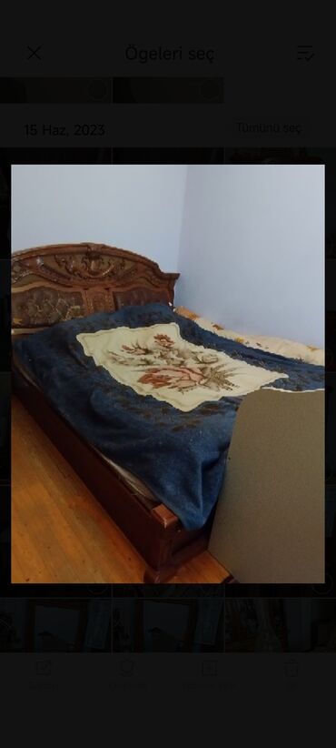 2 neferlik carpayi: Двуспальная кровать, 2 тумбы, Турция, Б/у