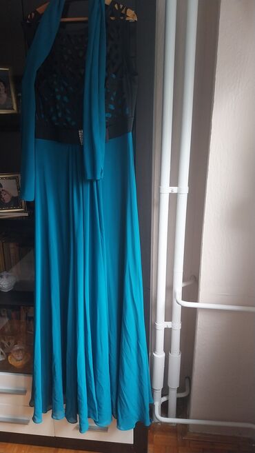 svecane duge haljine za svadbe: A-Dress 2XL (EU 44), color - Turquoise, Evening, Other sleeves