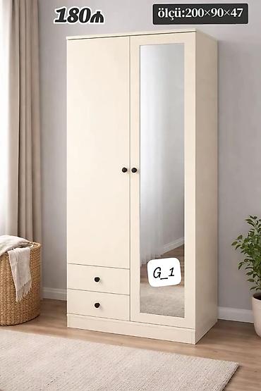 Ev üçün mebel: G_1 model paltar şkafı - Ölçü: 200 × 90 × 47 sm - Rəng: krem/açıq bej — 1