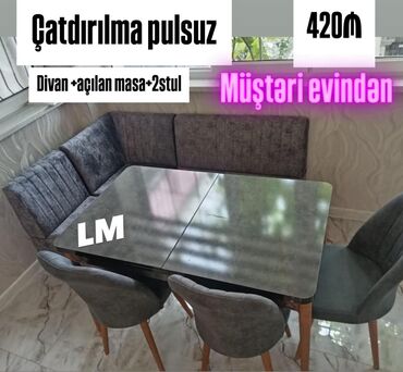 Masa və oturacaq dəstləri: Mətbəx üçün, Yeni, Açılan, Dördbucaq masa, 2 stul