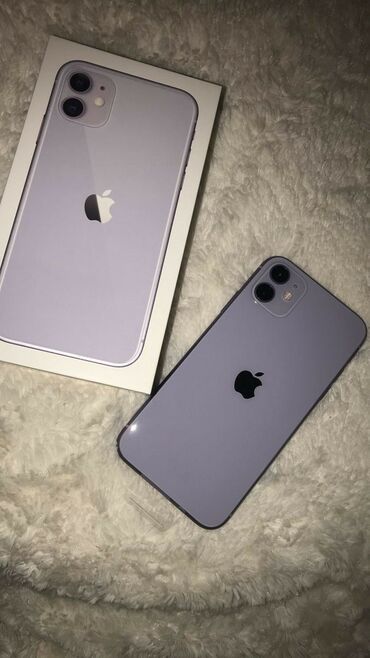Apple iPhone: IPhone 11, Новый, 128 ГБ, Deep Purple, Зарядное устройство, Защитное стекло, Кабель, 100 %